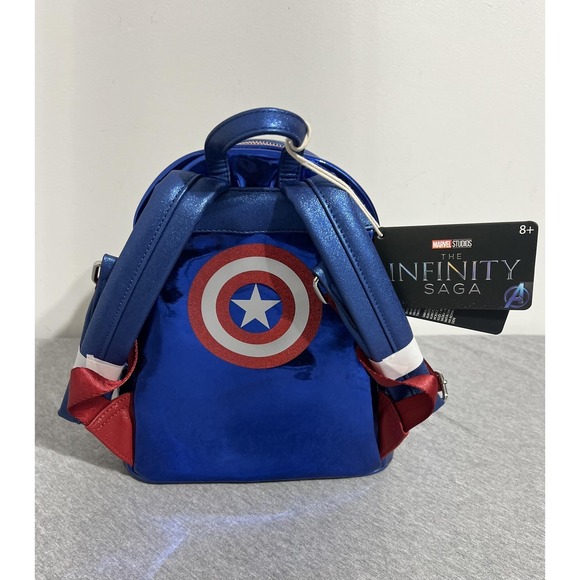 Loungefly Mini Backpack Womens Blue Marvel Infinity Saga Captain America Shield main image 10